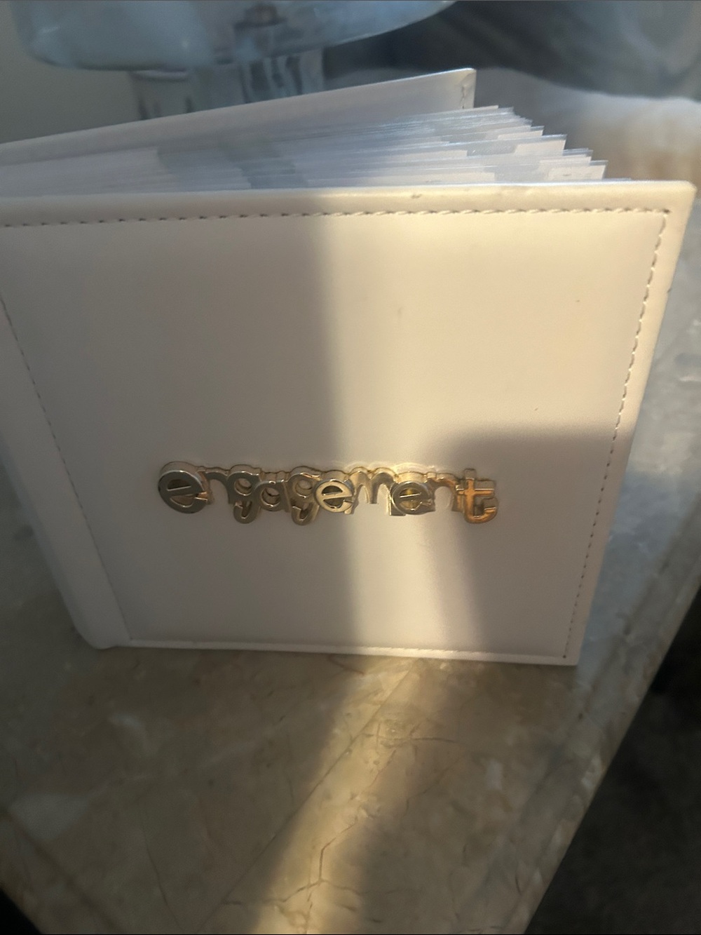 Engagement White Photo Album with Gold Accent